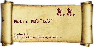 Mokri Máté névjegykártya